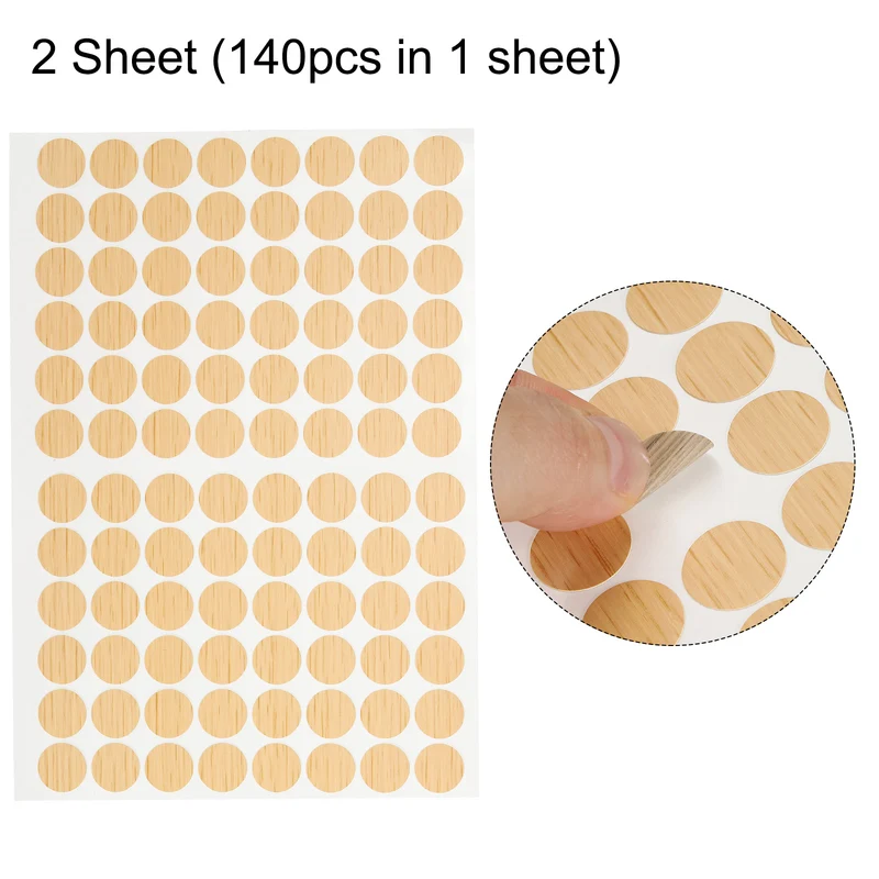 2 Sheet/192Pcs 15mm Dia Screw Hole Cover Stickers Khaki