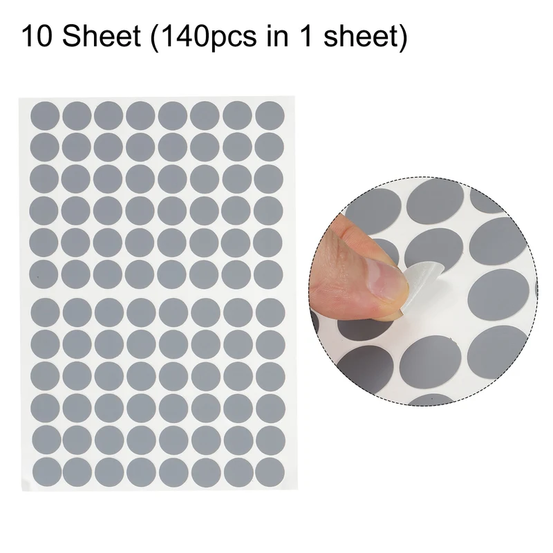 10 Sheet/960Pcs 15mm Dia Screw Hole Cover Stickers Gray