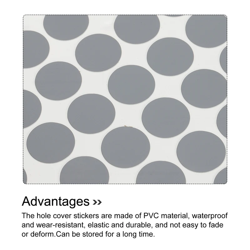 10 Sheet/960Pcs 15mm Dia Screw Hole Cover Stickers Gray