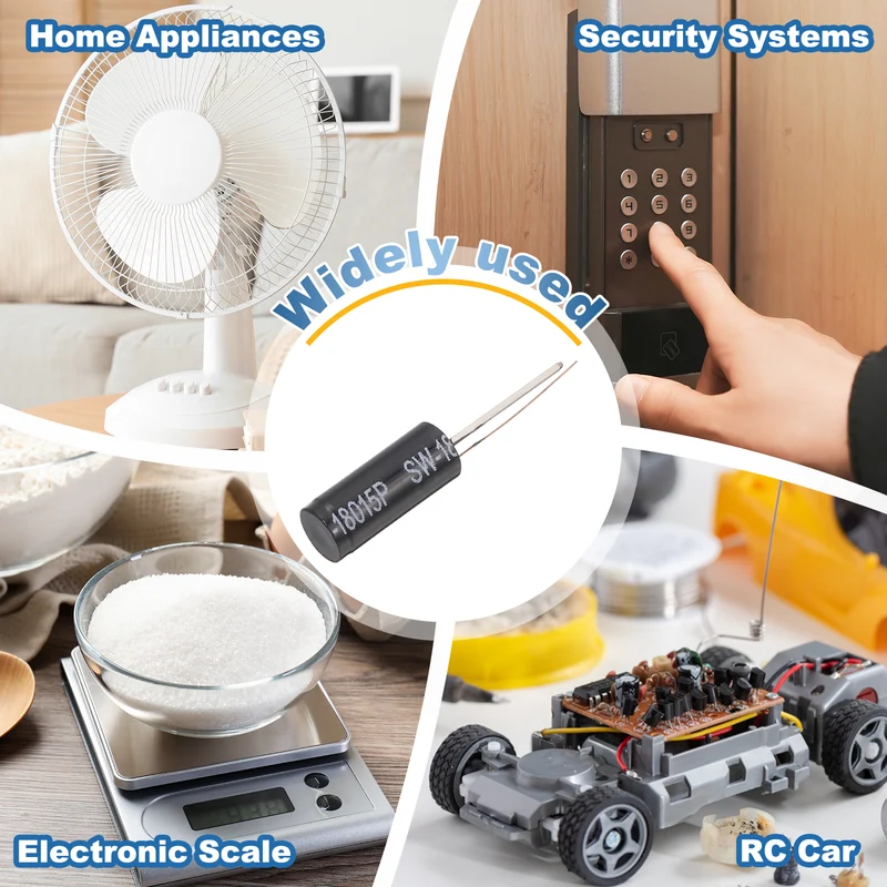 40Pcs SW-18015P 12V 0.2mA High Sensitivity Spring Vibration Sensor, Black