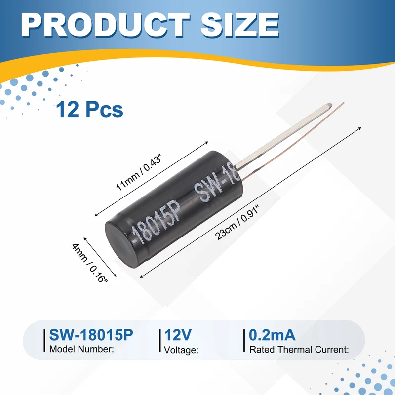 12Pcs SW-18015P 12V 0.2mA High Sensitivity Spring Vibration Sensor, Black