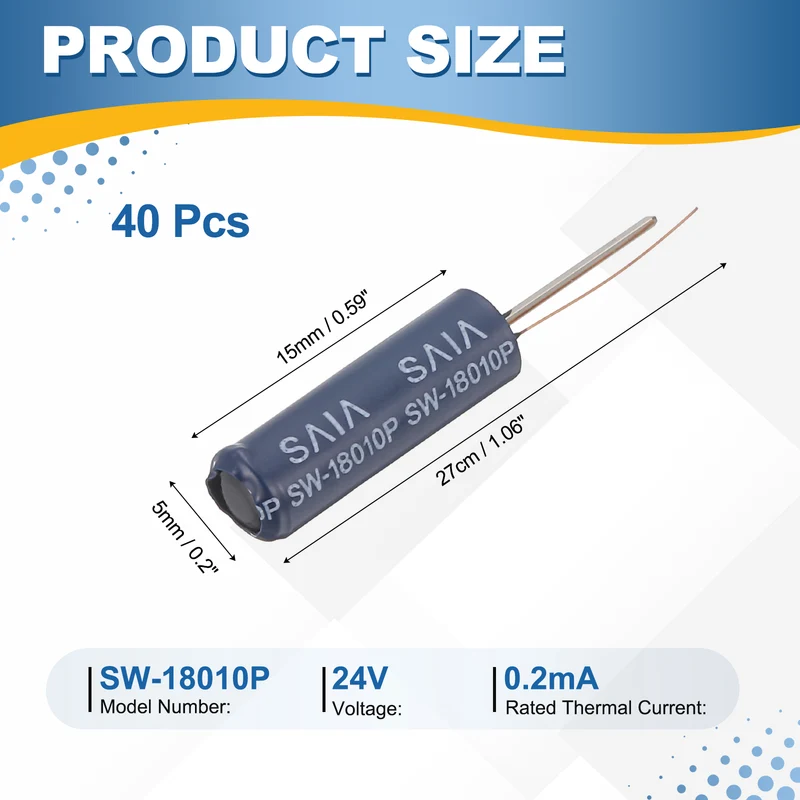 40Pcs SW-18010P 24V 0.2mA High Sensitivity Spring Vibration Sensor, Blue