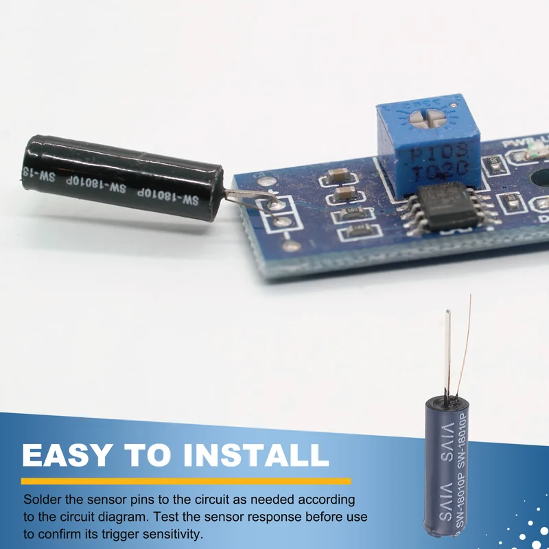 12Pcs SW-18010P 24V 0.2mA High Sensitivity Spring Vibration Sensor, Blue