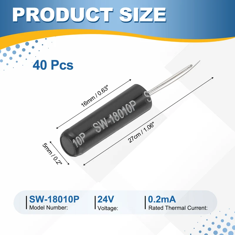 40Pcs SW-18010P 24V 0.2mA High Sensitivity Spring Vibration Sensor, Black