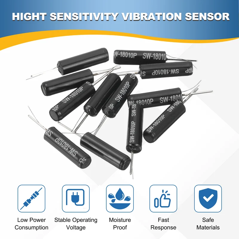40Pcs SW-18010P 24V 0.2mA High Sensitivity Spring Vibration Sensor, Black