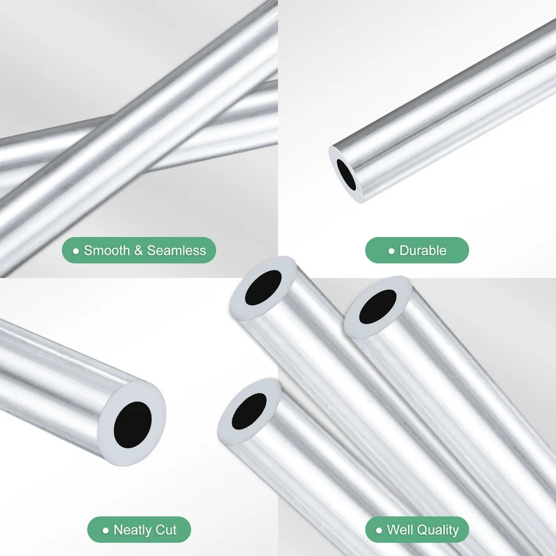 3-Pack 6063 Aluminum Round Tube, 6mmx11mm(IDxOD) 400mm Length Straight Tubing