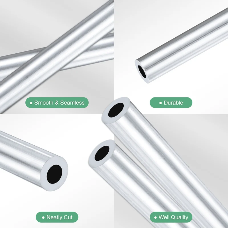 2-Pack 6063 Aluminum Round Tube, 6mmx11mm(IDxOD) 400mm Length Straight Tubing