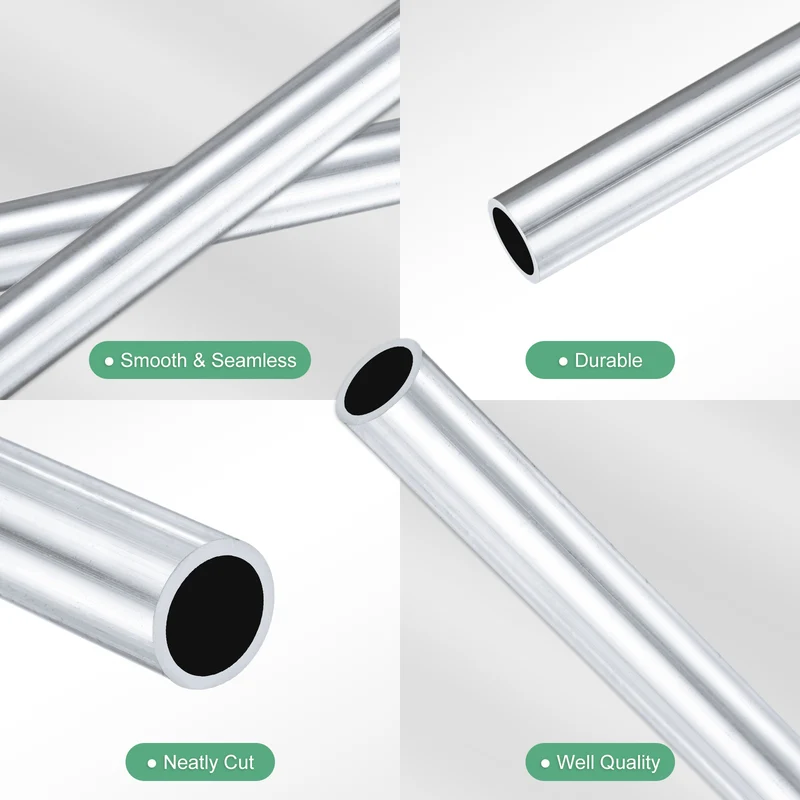 1-Pack 6063 Aluminum Round Tube, 8mmx10mm(IDxOD) 400mm Length Straight Tubing
