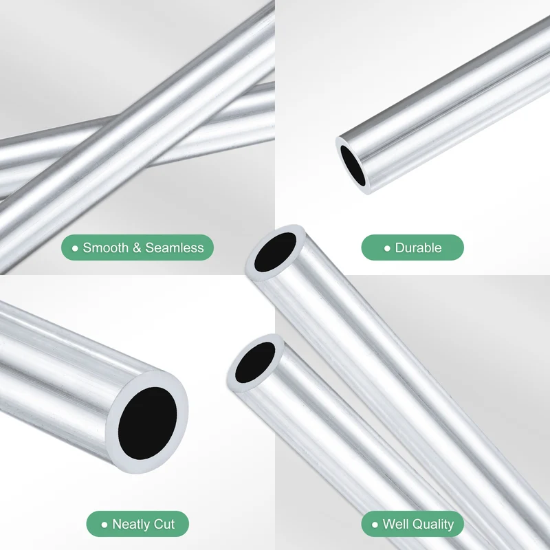2-Pack 6063 Aluminum Round Tube, 7mmx10mm(IDxOD) 400mm Length Straight Tubing