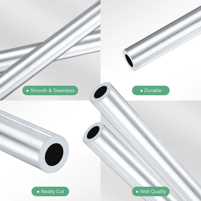 2-Pack 6063 Aluminum Round Tube, 6mmx10mm(IDxOD) 400mm Length Straight Tubing
