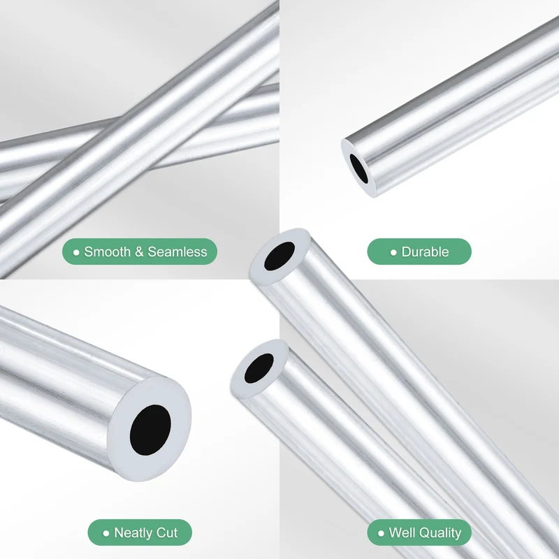 2-Pack 6063 Aluminum Round Tube, 5mmx10mm(IDxOD) 400mm Length Straight Tubing