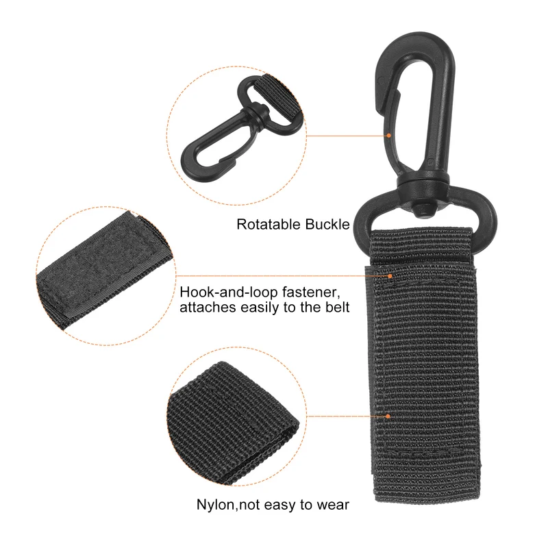 Belt Keeper Key Ring, 2Pcs Nylon Webbing Strap Key Chain Rotate Hook, Black