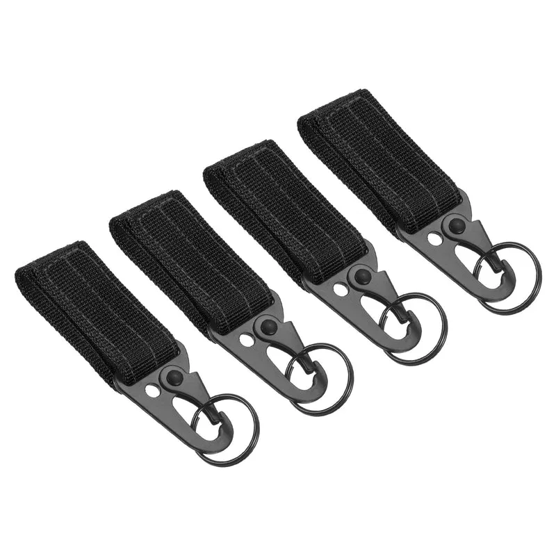 Belt Keeper Key Ring, 4Pcs Nylon Webbing Strap Gear Buckle Key Chain Black