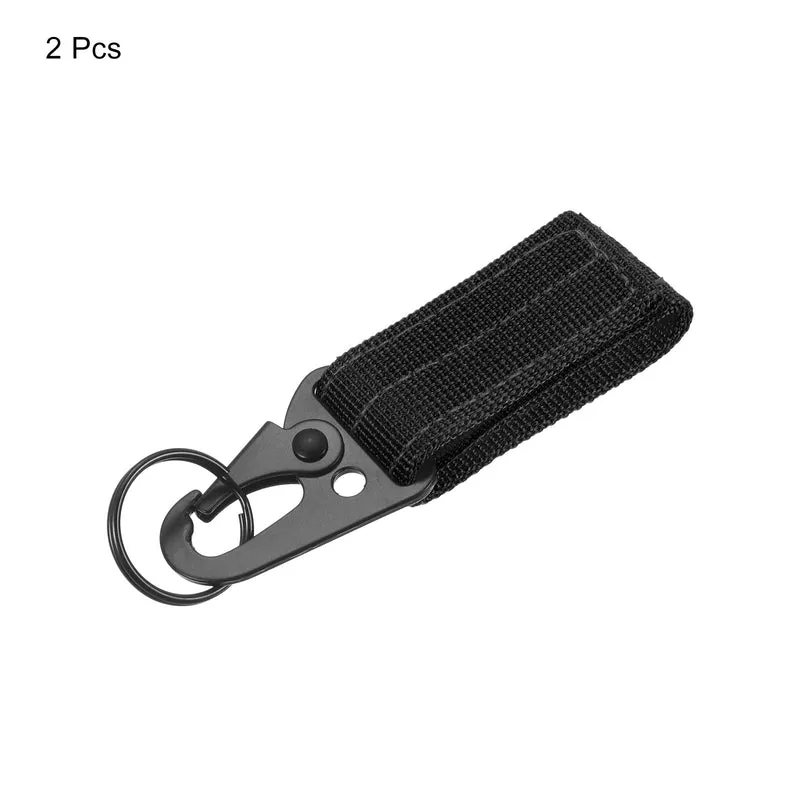 Belt Keeper Key Ring, 2Pcs Nylon Webbing Strap Gear Buckle Key Chain Black