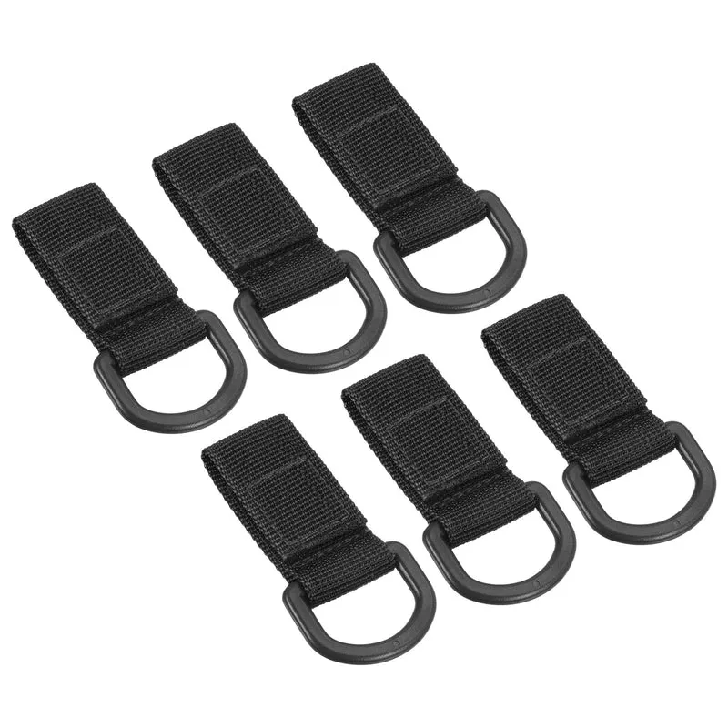 Belt Keeper Key Chain, 6Pcs D Type Thickening Nylon Strap Key Chain Hook, Black