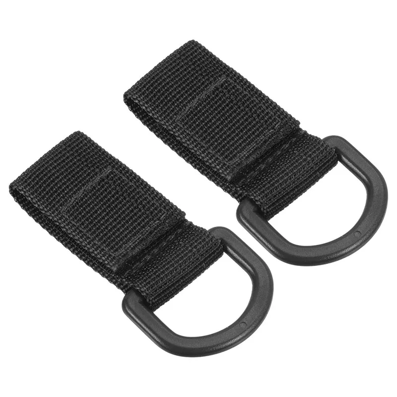 Belt Keeper Key Chain, 2Pcs D Type Thickening Nylon Strap Key Chain Hook, Black