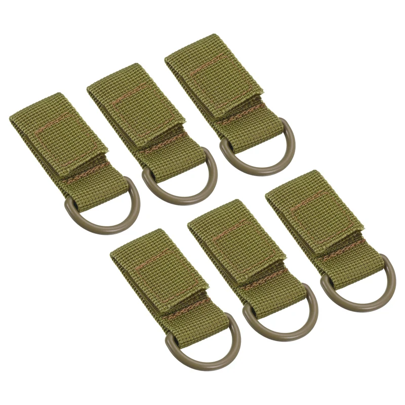 Belt Keeper Key Chain, 6Pcs D Type Nylon Webbing Strap Key Chain Hook, Khaki