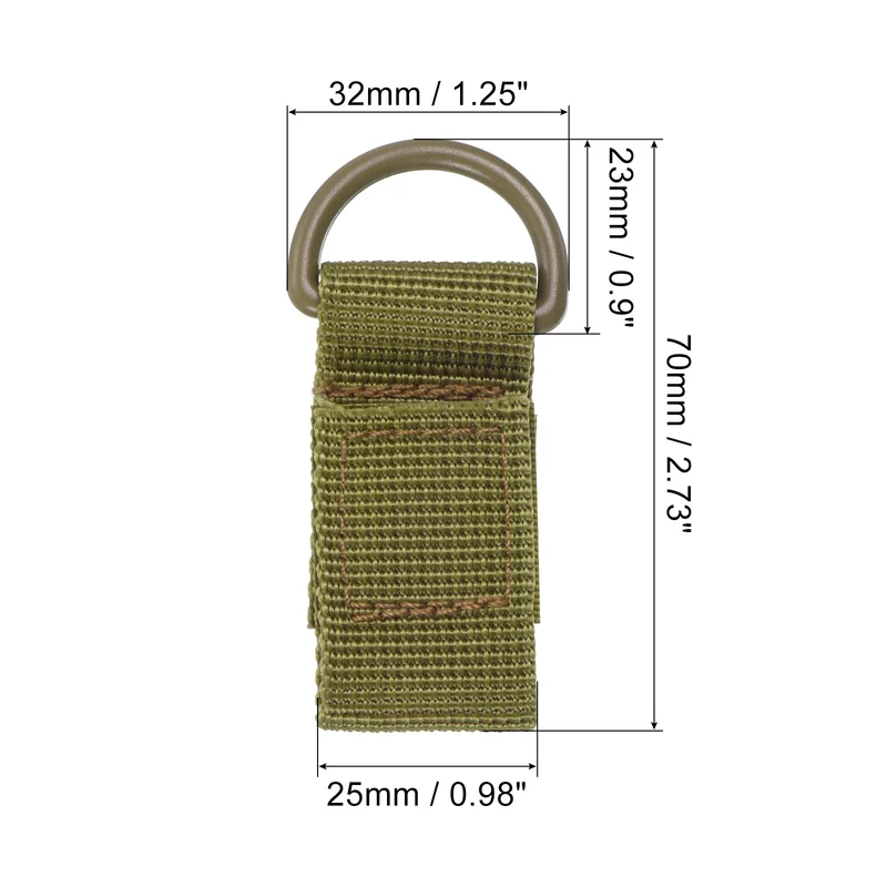 Belt Keeper Key Chain, 6Pcs D Type Nylon Webbing Strap Key Chain Hook, Khaki
