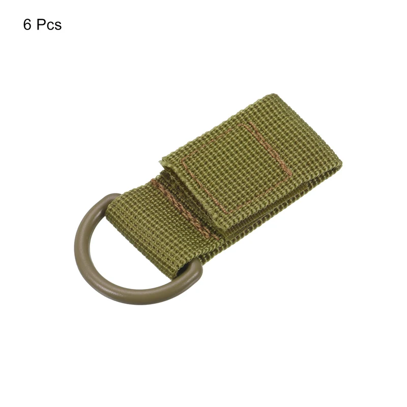 Belt Keeper Key Chain, 6Pcs D Type Nylon Webbing Strap Key Chain Hook, Khaki