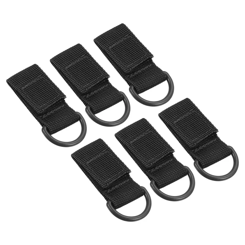 Belt Keeper Key Chain, 6Pcs D Type Nylon Webbing Strap Key Chain Hook, Black