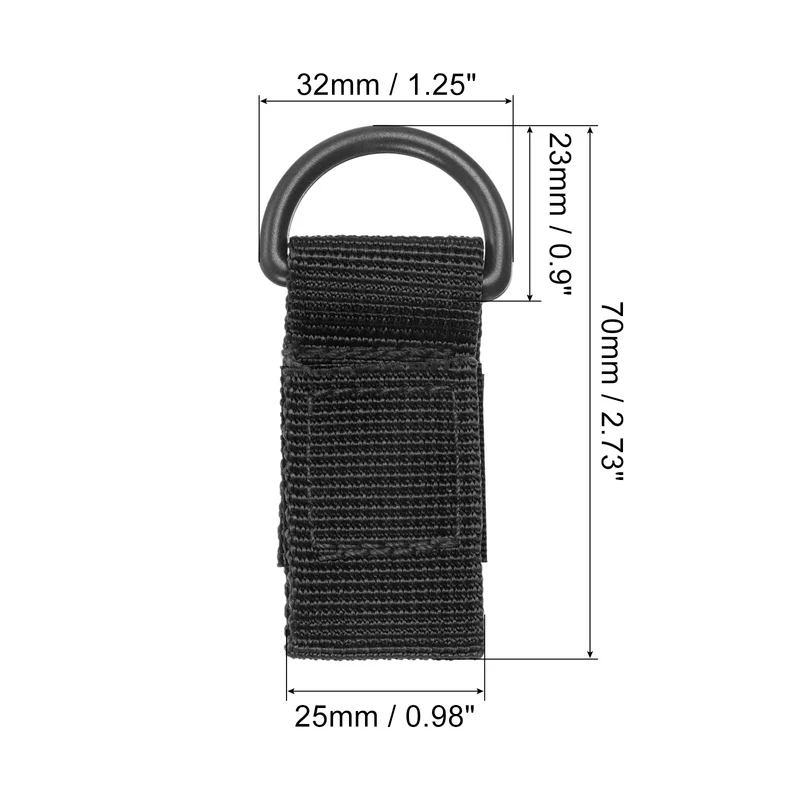 Belt Keeper Key Chain, 6Pcs D Type Nylon Webbing Strap Key Chain Hook, Black