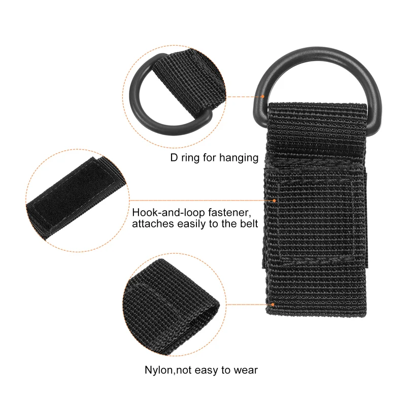 Belt Keeper Key Chain, 6Pcs D Type Nylon Webbing Strap Key Chain Hook, Black