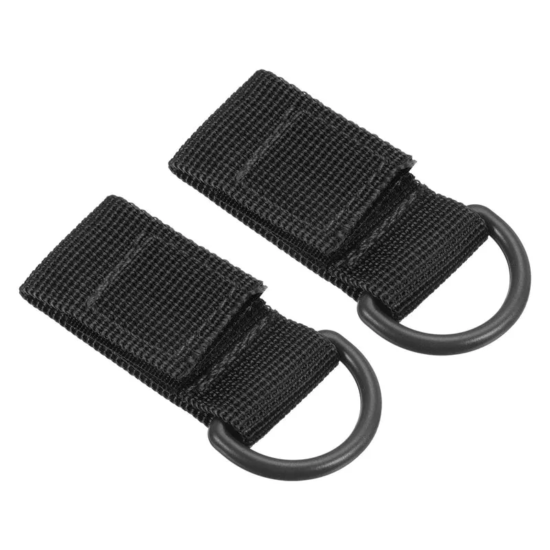 Belt Keeper Key Chain, 2Pcs D Type Nylon Webbing Strap Key Chain Hook, Black