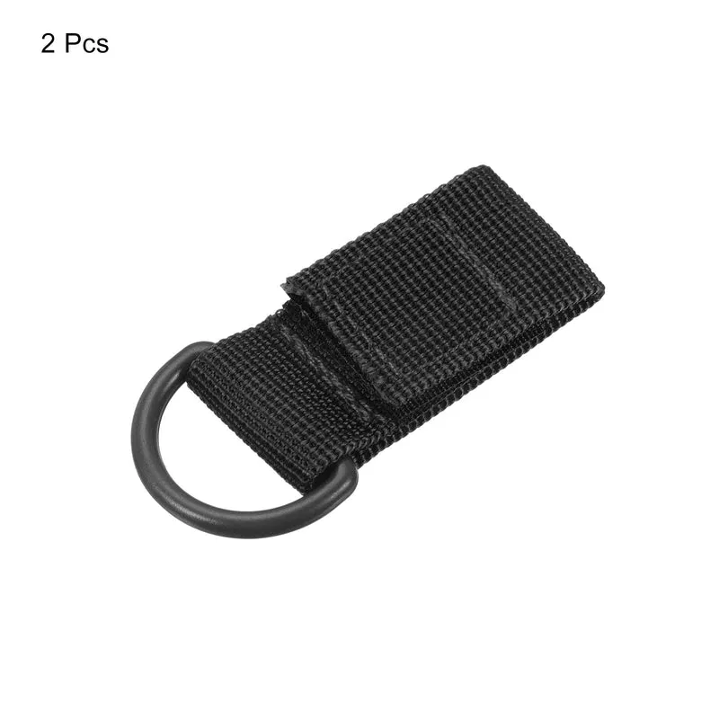 Belt Keeper Key Chain, 2Pcs D Type Nylon Webbing Strap Key Chain Hook, Black