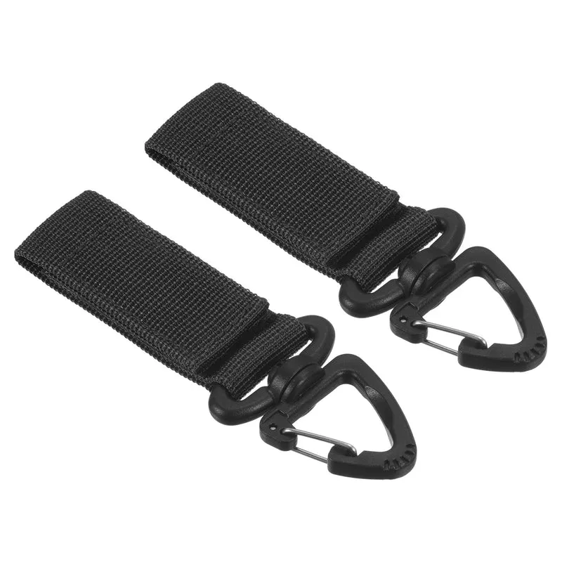 Belt Keeper Key Chain, 2Pcs Nylon Strap Key Chain W Triangle Rotate Snap, Black