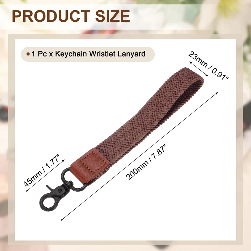 Wrist Lanyard Keychain, Braided Wristlet Strap with Black Clasp, Dark Pink