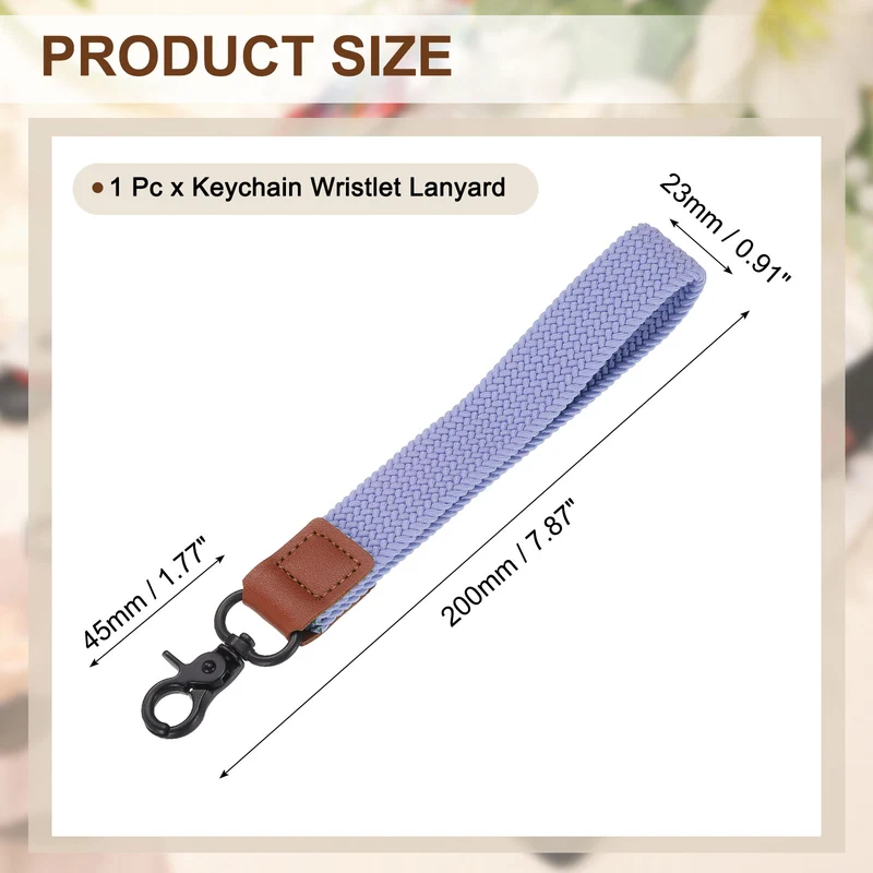 Wrist Lanyard Keychain, Braided Wristlet Strap with Black Clasp, Light Purple