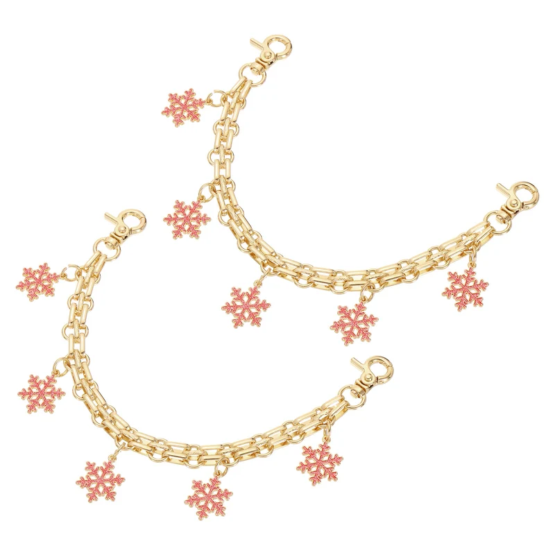 2Pcs 10" Snowflake Pendant Handbag Chain Straps, Rose Red