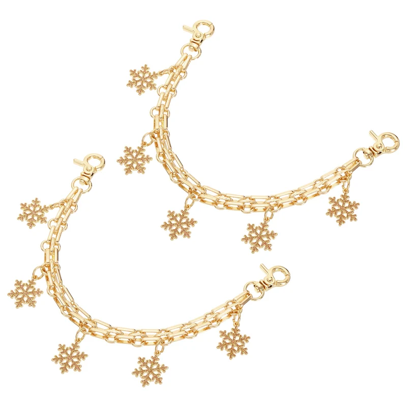 2Pcs 10" Snowflake Pendant Handbag Chain Straps, Champagne