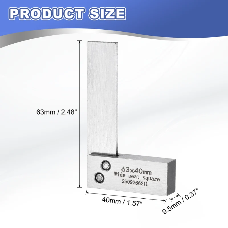 Machinist Square 2.48" x 1.57" x 0.37" Carbon Steel Engineer Square, Silver