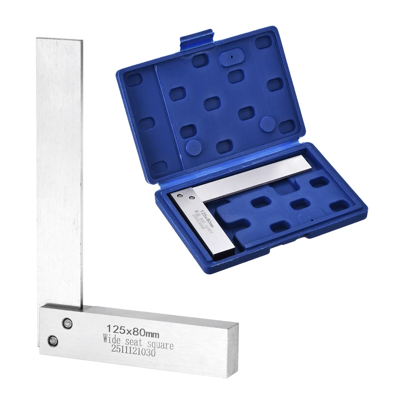 Machinist Square 4.92" x 3.15" x 0.45" Carbon Steel Engineer Square, Silver