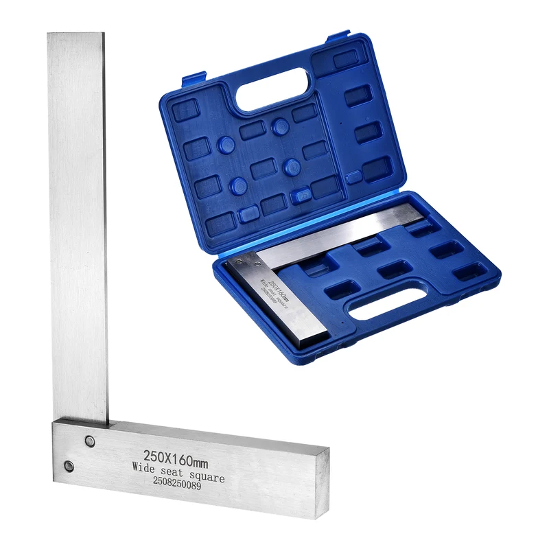 Machinist Square 9.84" x 6.3" x 0.77" Carbon Steel Engineer Square, Silver