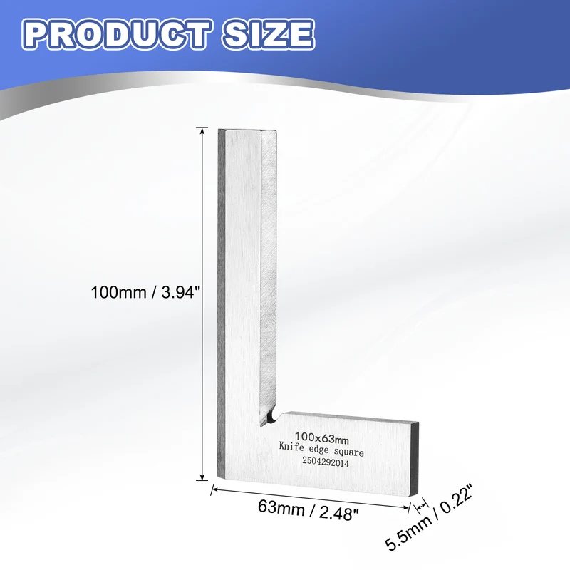 Machinist Square 3.94" x 2.48" x 0.22" Carbon Steel Engineer Square, Silver