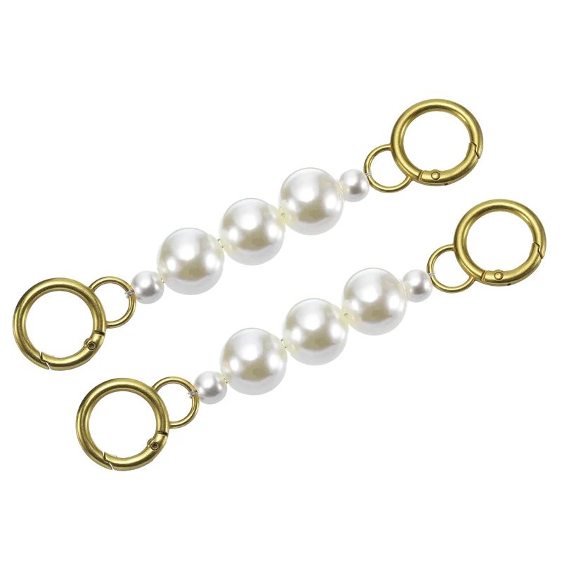 2Pcs 15cm/5.9" Pearl Purse Chain Strap Extender for Handbag, Bronze/White Pearl