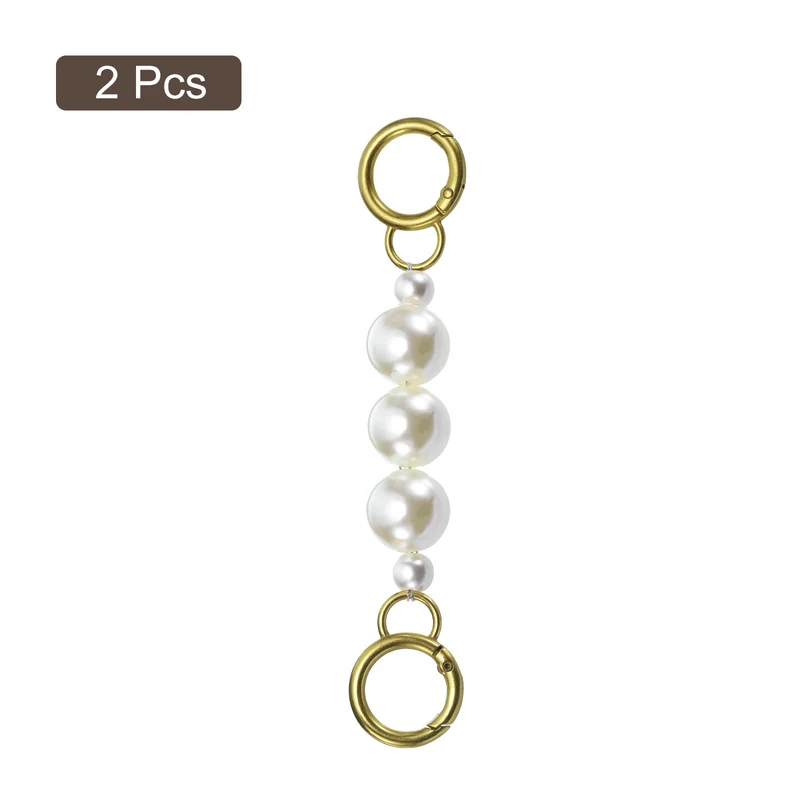 2Pcs 15cm/5.9" Pearl Purse Chain Strap Extender for Handbag, Bronze/White Pearl