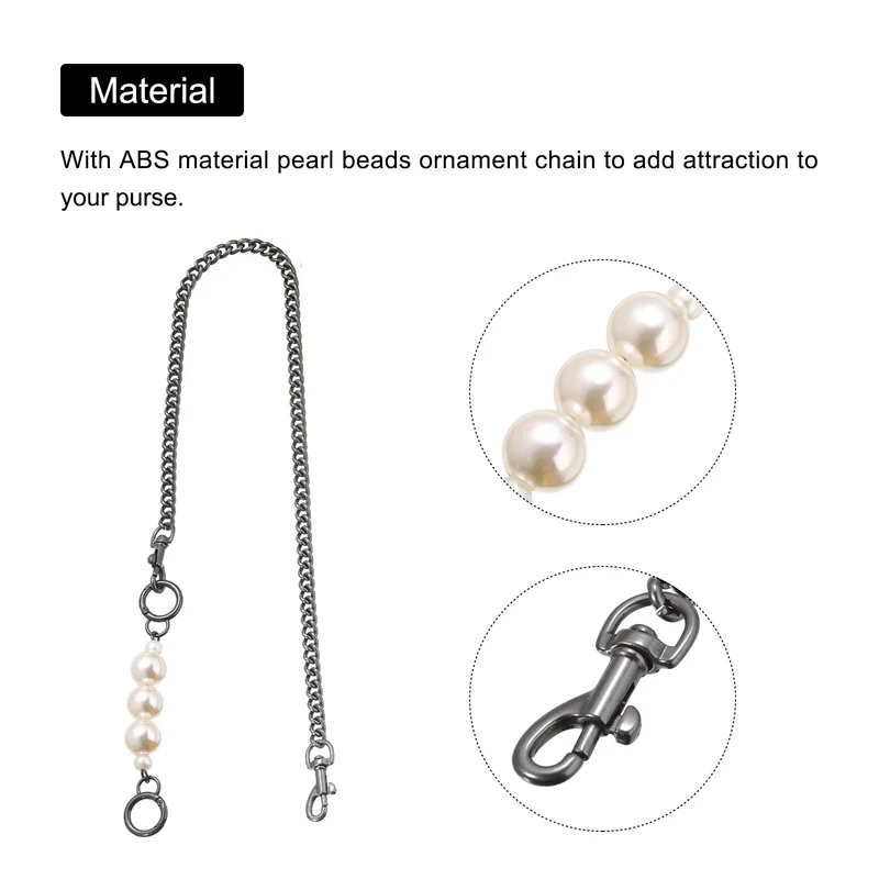 75cm/29.5" Pearl Purse Chain Strap Handbag Replacement Straps Extender Dark Gray