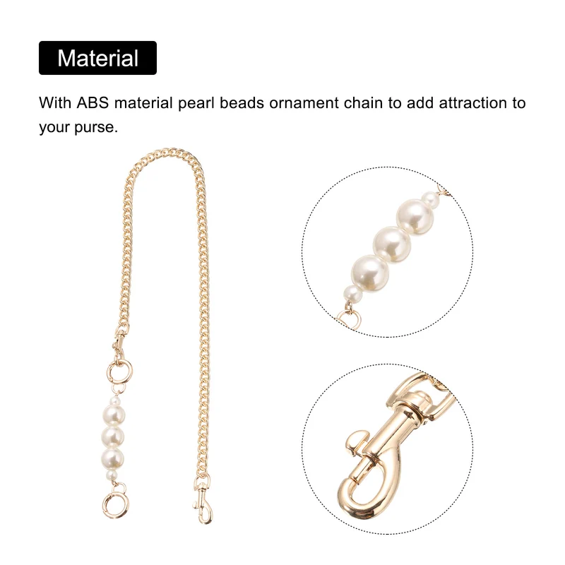 75cm/29.5" Pearl Purse Chain Strap Handbag Replacement Straps Extender, Gold
