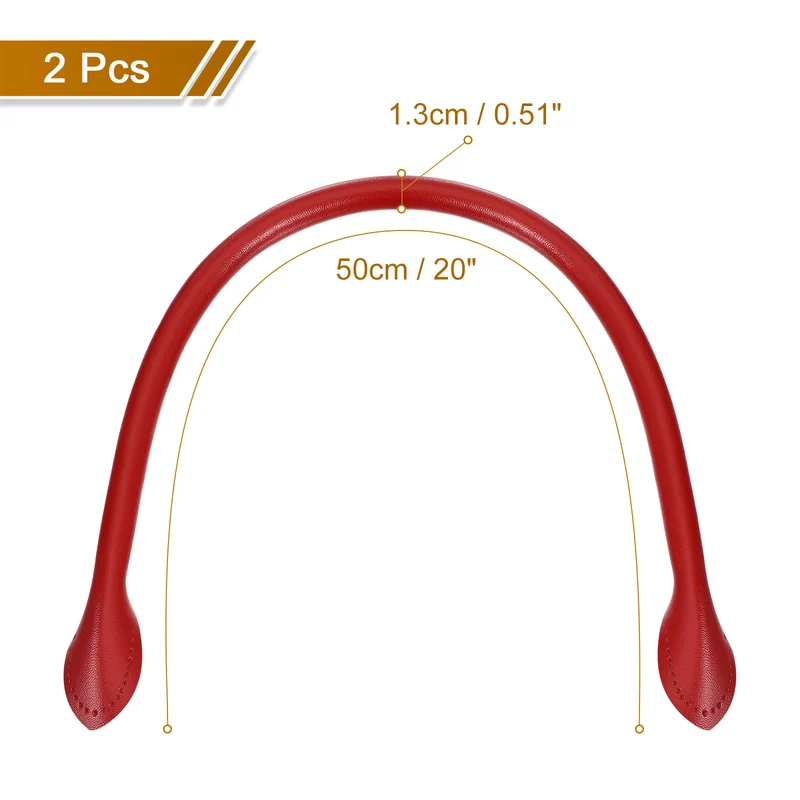 2Pcs 20" Leather Purse Strap with Ear Shaped End Bag Handle Replacement Red