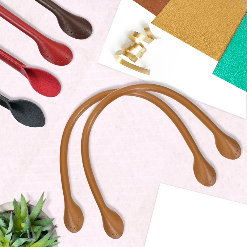 2Pcs 20" Leather Purse Strap with Ear Shaped End Bag Handle Replacement Red