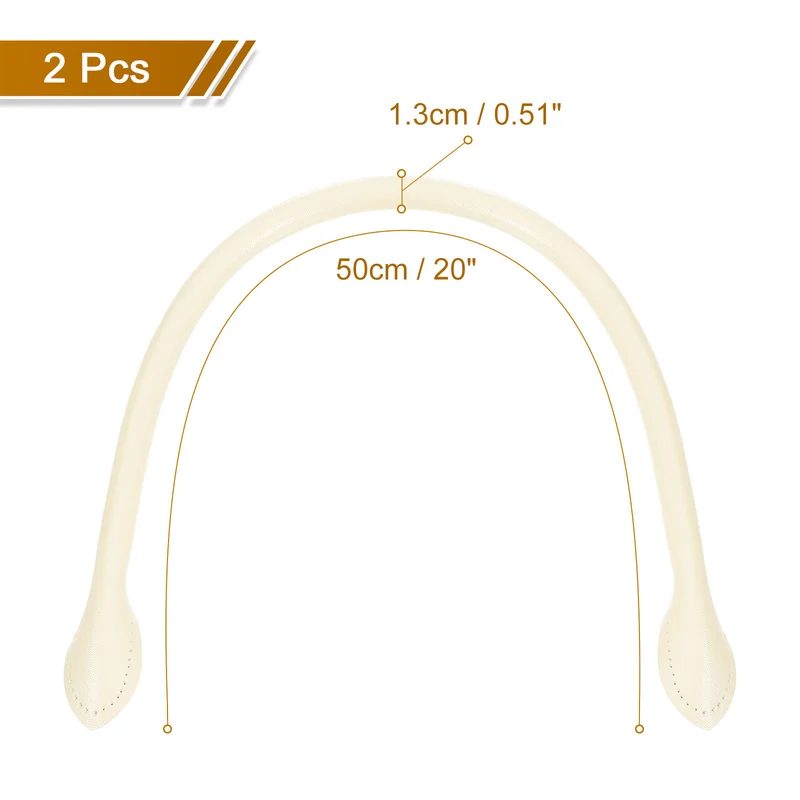 2Pcs 20" Leather Purse Strap with Ear Shaped End Bag Handle Replacement White