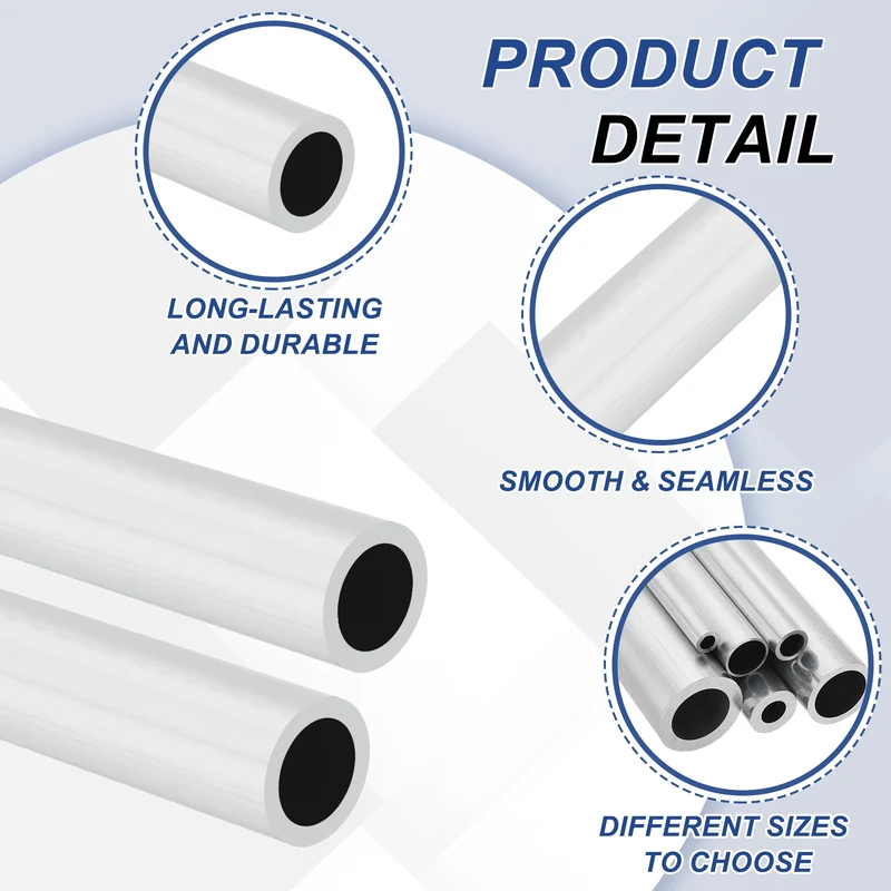 6063 Aluminum Tubing Round Tube 23mm ODx17mm ID 13"Metal Straight Pipe Silver