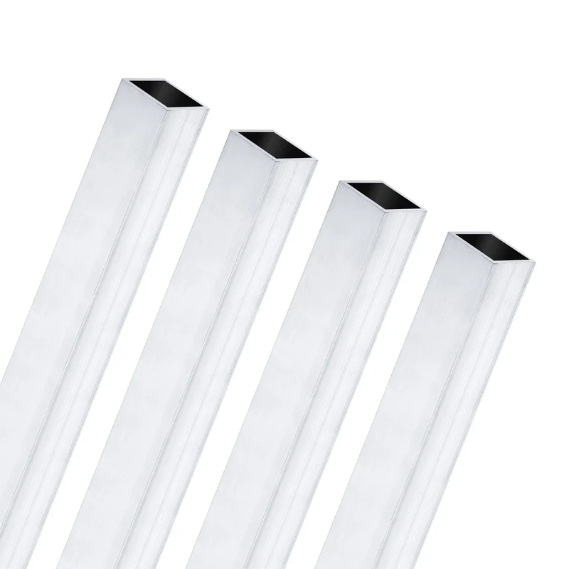 4Pcs 300mm 6063 Aluminum Square Tube, 8x8x1mm Straight Pipe Tubing for Frame