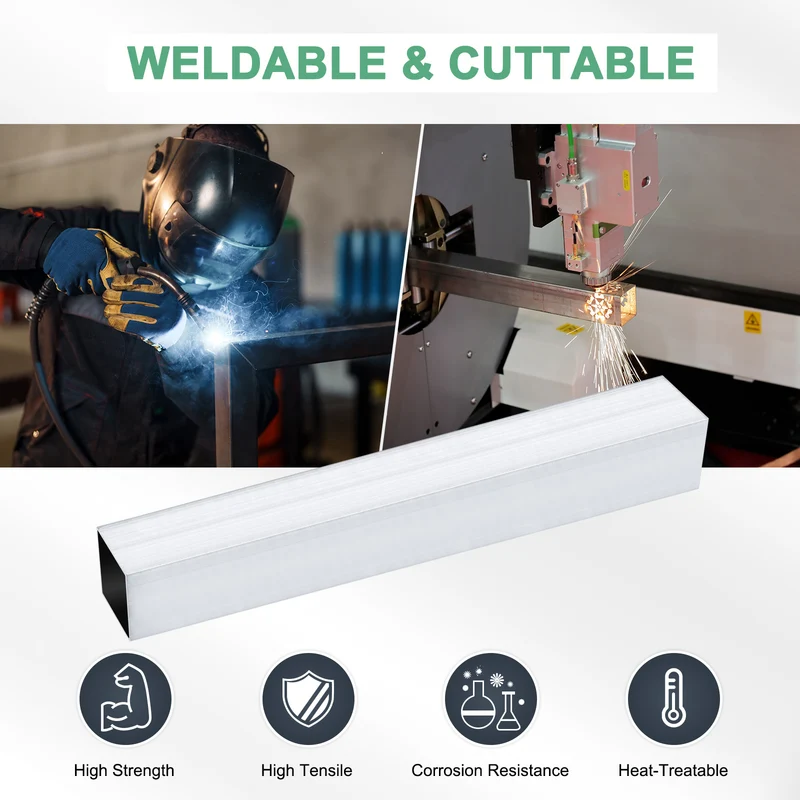 2Pcs 300mm 6063 Aluminum Square Tube, 38x38x1mm Straight Pipe Tubing for Frame