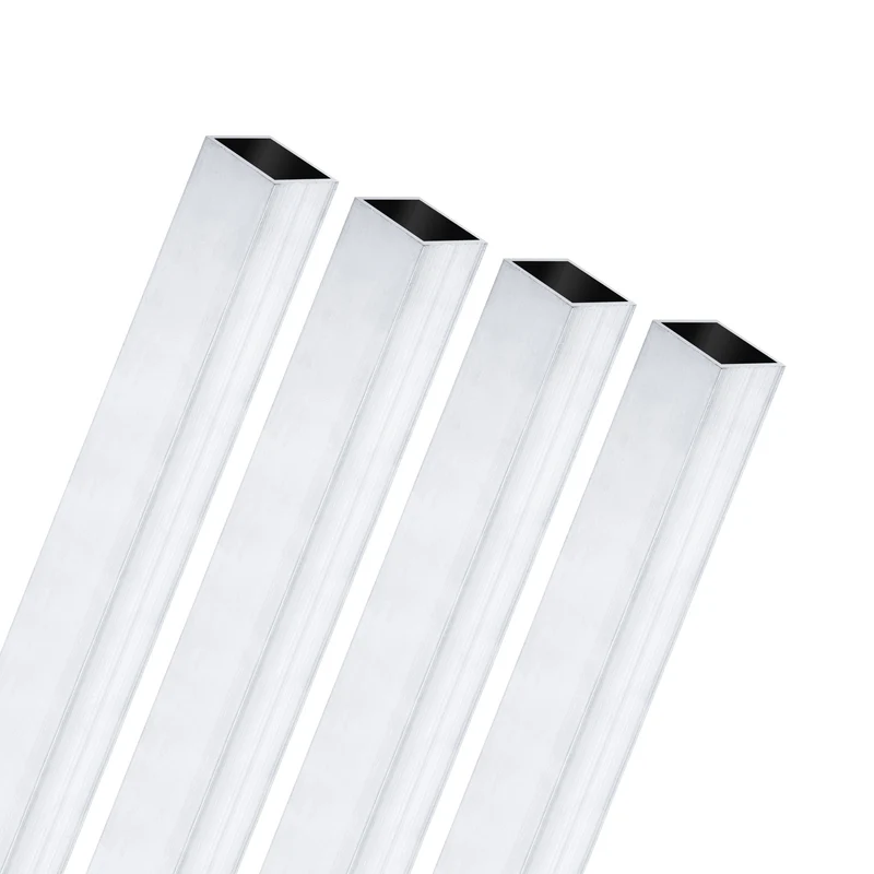 4Pcs 300mm 6063 Aluminum Square Tube, 10x10x1mm Straight Pipe Tubing for Frame