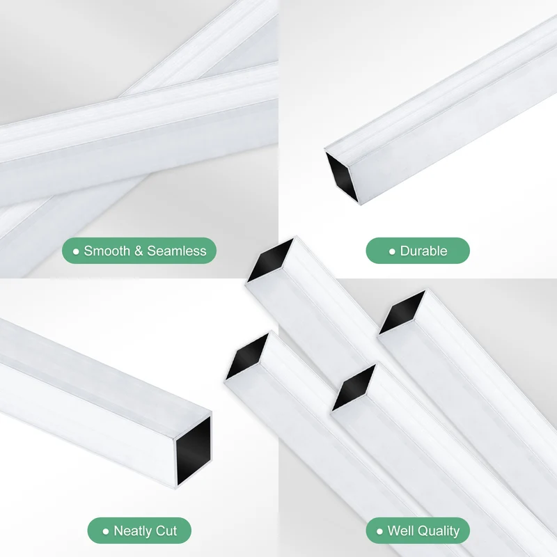 4Pcs 300mm 6063 Aluminum Square Tube, 10x10x1mm Straight Pipe Tubing for Frame