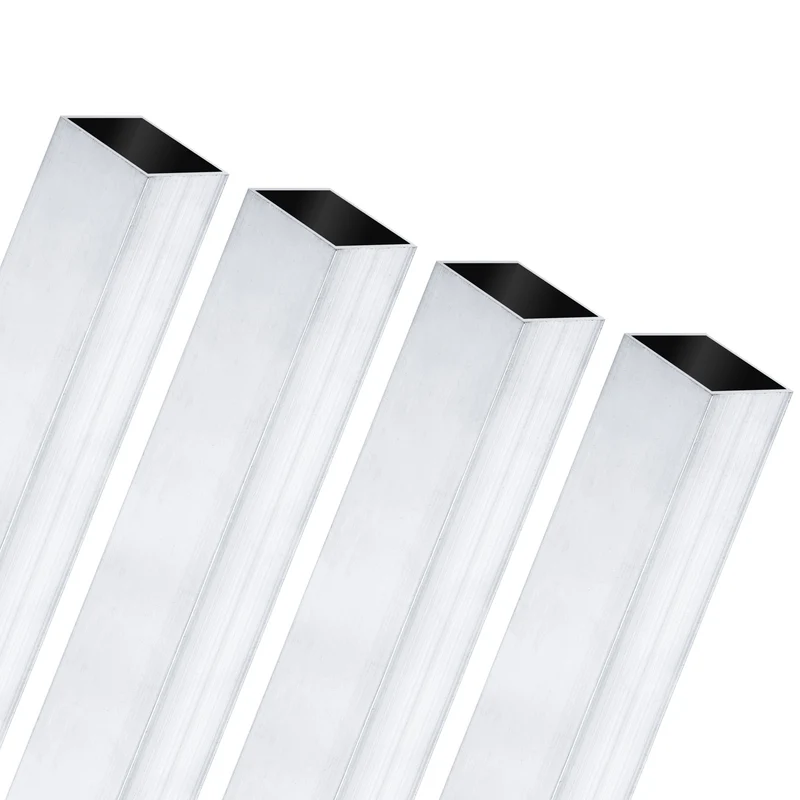 4Pcs 300mm 6063 Aluminum Square Tube, 15x15x1mm Straight Pipe Tubing for Frame